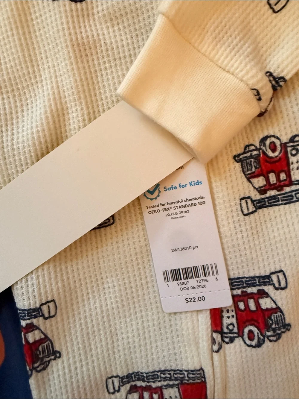 Carter's Navy Football & Cream Fire Truck Footed One-Piece Set